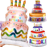 Triogift  3D Birthday Cake Aluminum Film Balloon Three Layer Cake Standable Balloon Party Baby Shower Photo Props Scene Wedding Decoration