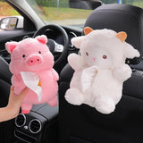 Triogift Kawaii Car Tissue Box Plush Doll Piggy Sheep Napkin Paper Holder Styling Portable Paper Case Home Office Accessories