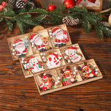 Triogift 9pcs Wooden Santa Claus Pendant Merry Christmas Decorations for Home Navidad Elk snowman Ornaments Xmas Tree Decor Noel New year