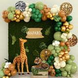 Triogift  Jungle Animal Balloon Garland Arch Kit 1st Birthday Party Decoration Kids Boy Baby Shower Safari Decor Latex Balloons