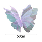 Triogift 50cm Violet Silk Yarn Artificial Butterfly Giant Gauze Butterfly for Mariage Wedding Party Outdoor Holiday Decoration Display