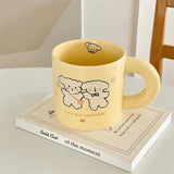 Triogift  -  Design Cream Color Mug Korean Ins Style Cartoon Rabbit Creative Milk Coffee Cup Household Simple Dessert Ice Cream Cup