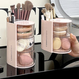 Triogift Rotating Powder Puff Storage Box Dust-proof Desktop Beauty Egg Air Cushion Rack Multi-layer Lipstick Makeup Brush Storage Rack