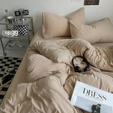 Triogift INS Style Minimalist Solid Color Duvet Cover Soft Two Person Comfortable Bedding Set Luxurious Hotel Apartment Home Decoration