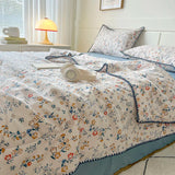 Triogift Summer Quilt French Style Comforter Quilt Flora  Household Machine Washable Suitable Cool and Refreshing이불  Blanket