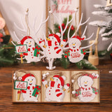 Triogift 9pcs Wooden Santa Claus Pendant Merry Christmas Decorations for Home Navidad Elk snowman Ornaments Xmas Tree Decor Noel New year