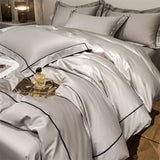 Triogift  Embroidery Bedding Sets Egyptian Cotton Bed Sheet Set Luxury Duvet Cover Bedsheet Bed Linen Pillowcase 5 Stars Hotel Bedclothes