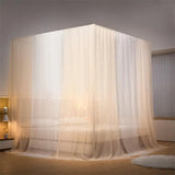 Triogift  Aesthetic Palace bed Mosquito Net Bed Canopy four door Double Layer Bed Valance room wedding decoration Bed cover bed Curtains