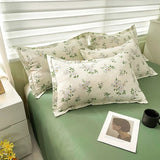 Triogift Floral Print Brushed Home Bedding Set Simple Fresh Comfortable Duvet Cover Set with Sheet Comforter Covers Pillowcases Bed Linen