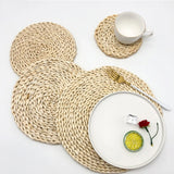 Triogift  4PCS 20CM  Woven Corn Husk Table Placemats  Kitchen Utensils Durable MATS And Pads  Heat-Resistant Coasters Kitchen Accessories