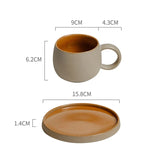 Triogift  - 250ml European Ceramic Coffee Cup Dish Vintage Stoneware Couple Mug Afternoon Camellia Tea Coffee Cup Breakfast Milk Mug Gifts