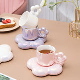 Triogift  -  Ceramic coffee cups and exquisite mugs and saucers set girls' high-value cherry blossom cups are luxurious and luxurious.