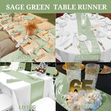 Triogift  12PCS 30X275cm Sage Green Wedding Satin Table Runner Party Supply Christmas Home Dining Luxury Table Decoration 12" X 108"