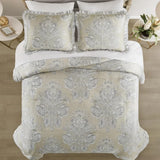 Triogift  2 Shams & Bed skirt Bed Linen Set Jacquard Floral Medallion Comforter Sets Comforter Queen Bedding Home Freight free.