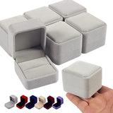 Triogift 6PCS Square Red Velvet Ring Box Jewelry Case Storage Organizer Gift Earrings Packaging Box Portable Travel Wedding Wholesale