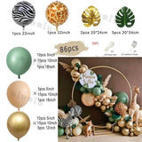 Triogift Jungle Safari Dark Green Balloon Garland Arch Kit Kid Birthday Party Supplies Gold Confetti Latex Ballons Baby Shower Decoration