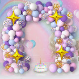 Triogift 116pcs Purple Pink Rainbow Balloon Garland Arch Kit Wedding Unicorn Birthday Party Decor Kid Baby Shower Birthday Latex Balloons