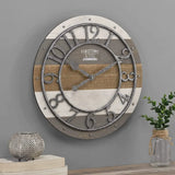 Triogift Decoration for Home 16 X 2 X 16 in Wall Clock Multicolor Shabby Pallet Wall Clock Farmhouse Analog Bedroom Decor Clocks Garden