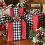 Triogift 6m Christmas Plaid Ribbon Snowflake Buffalo Plaid Linen Ribbons Xmas Tree DIY Bows Christmas Wreath Gift Wrapping Ribbon Decor