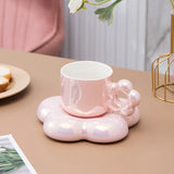 Triogift  -  Ceramic coffee cups and exquisite mugs and saucers set girls' high-value cherry blossom cups are luxurious and luxurious.