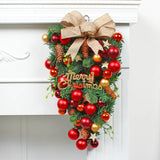 Triogift Hot Sale Realistic Plastic Christmas Garland Prelit Decorations Merry Christmas Green Tree Red Fruit Christmas Wreaths for Door