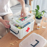 Triogift 1pc Plastic Multi-layer Domestic Medicine Box Portable Divided Medicine Storage Box Portable First Aid Box Domestic Medicine Box