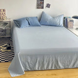 Triogift Solstice Home Textile Solid Light Blue Bed Flat Sheet Pillowcase Duvet Cover Bedding Set Girl Kid Teenage Bed Linen Bedclothes