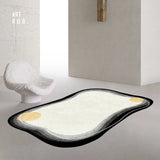 Triogift  Modern Minimalist Japanese Fashion Irregular Carpet Living Room Bedroom Large Area Home Decorative Rug Washable Oval Floor Mat