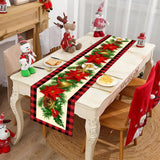 Triogift Merry Christmas Red Black Grid Snowflake Table Runner Christmas Decoration For Home  Navidad Natal Xmas Tablecloth New Year