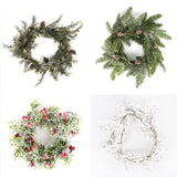 Triogift Artificial Christmas Garland Wreaths Pine Needles Berry Cone Rattan Home Party Decoration Hanging Ornament Fireplace Wall Decor