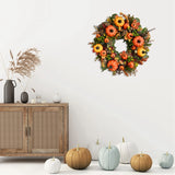 Triogift  45cm Fall Wreaths for Front Door Autumn Wreath with Berry Pumpkin Maple Leaves Thanksgiving Harvest Festival Home Decoration