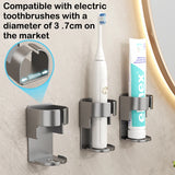 Triogift  Electric Toothbrush Holder Space Saving Traceless Bathroom Self-adhesive Wall-mounted Toothbrush Storage Base