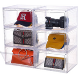 Triogift Purse and Handbag Storage Organizer for Closet,Plastic Storage Boxes with Acrylic Magnetic Door for Wallet