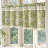 Triogift  1PC Retro Green Leaves Short Curtain for Kitchen Small Window Drape Hallway Porch Study Home Decoration #E