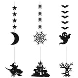 Triogift 6pcs Halloween Hanging Banner Garland Scary Spider Witch Ghost Bat Pendant Ornament Happy Halloween Party Decorations for Home