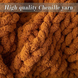 Triogift Comfortable Chunky Knit Blanket Soft Hand Knit Chenille Throw Blanket Thick Cable Blanket With Chenille Yarn Rope Knot Blanket