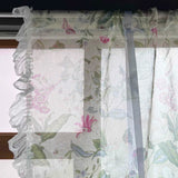 Triogift  Ruffle Floral Pull-Up Curtain for Small Window Lace Sheer Lifting Drape Kitchen Porch Home Decoration Blinds #E