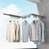 Triogift  Foldable Clothes Rack 360° Rotation Adjustable Balcony Hanging Holder Retractable Wall Mounted Telescopic Outdoor Drying Hanger