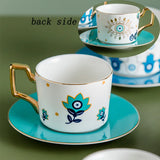 Triogift  -  Blue Eye Ceramic Coffee cup European Fashion Coffee cup Dish Set Home Afternoon Tea Tea Cup tea cups and saucer sets  coffee cup