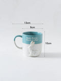 Triogift  -  1pc 350ml Cute Bunny Chicken Coffee Mug Ceramic Coffee Cup Funny Gifts Unique Birthday Gifts Embossed Breakfast Mug Home Office