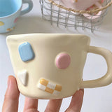 Triogift  -  Korean Style Ins Macaroon Color Mug Cute Dopamine Ceramic Water Cup Fresh Simple Home Matte Coffee Cup with Handle