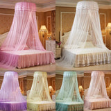 Triogift  Round Ceiling Mosquito Net Princess Round With Butterfly Decoration Canopy Bed Curtain Netting For Bed Bedroom Dorm Room Decor