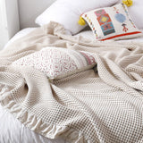 Triogift 100% Cotton Soft Bed Plaid Home Japenese Knitted Blanket Corn Grain Waffle Embossed Summer Ruffles Warm Plaid Throw Bedspread