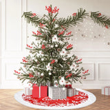 Triogift  Christmas Tree Skirt 122cm Red Faux Fur Christmas Tree Skirts with White Snowflakes Merry Christmas Sign Xmas Tree Decor