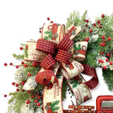 Triogift  Artificial Christmas Wreath Plant Rattan Red Truck Rustic Fall Front Door Round Garland Simulation Berries Festive Home Decor