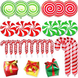 Triogift Christmas Candy Cane Foil Balloons Xmas Red Green Sweet Candies Balloon Christmas Gift Box Ballon Birthday Party Home Decoration