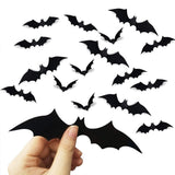 Triogift  44PCS 3D Black PVC Bat Decoration Halloween Party DIY Decor Wall Sticker Bar Room Halloween Party Scary Decoration Props