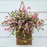 Triogift  Spring Wreaths for Front Door Farmhouse Wreath Spring Door Decor Artificial Lavender Hydrangea Flower Baskets Garden Wreath