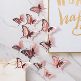 Triogift 12/24pcs 3D Laser Butterfly Wall Sticker Wedding Wall Window Decal Summer Butterfly Birthday Party DIY Party Sticker Home Decor