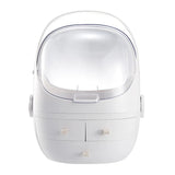 Triogift  Multifunctional Dustproof Cosmetics Storage Box Space Capsule Cosmetic Case Transparent Skincare Shelves Dust Belt Handle